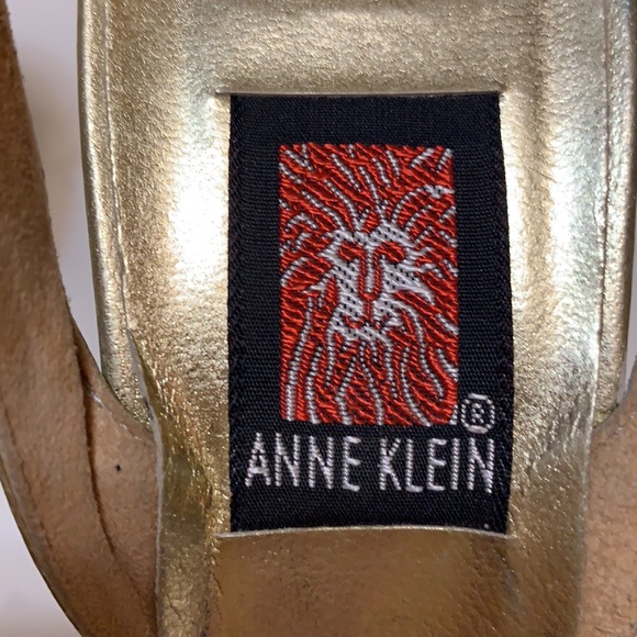 ANNE KLEIN GOLD FOIL LEATHER Heels SHOES MADE IN ITALY LEATHER SZ 6 METALLIC - Picture 7 of 13